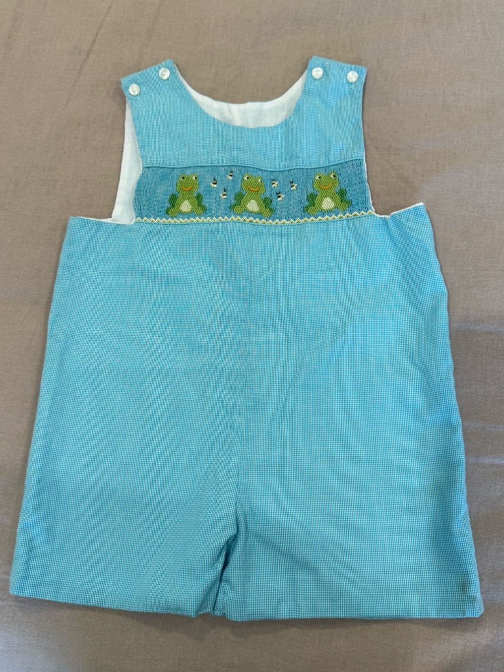Blue Frog Embroidered Kids Romper
